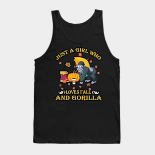 Just A Girl Who Loves Fall & Gorilla Funny Thanksgiving Gift Tank Top